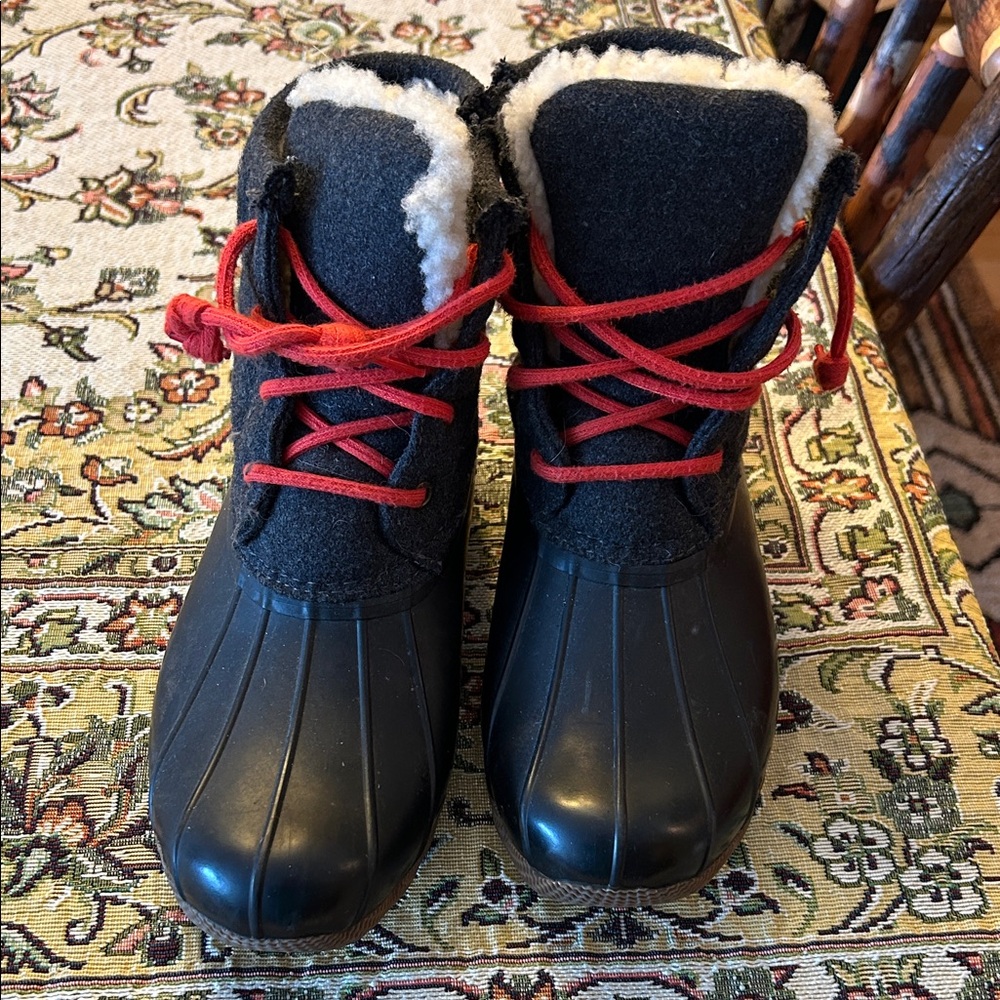 J.Crew x Sperry Winter Duck Boots Shearwater Flannel Size 8 Waterproof Preppy